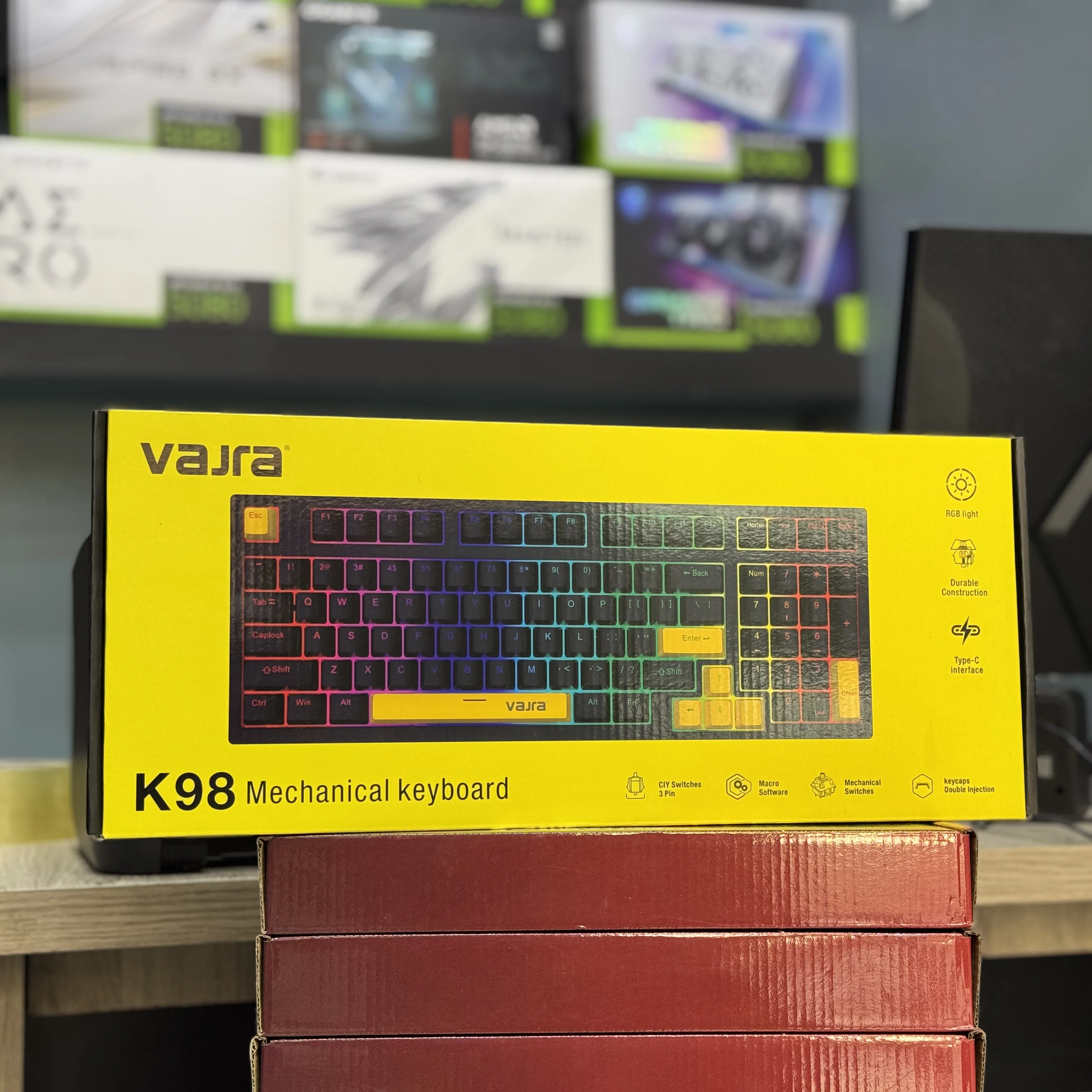 CLAVIER MECANIQUE GAMING VAJRA K98 BLUE-SWITCH WHITE-BLUE-ORANGE RGB